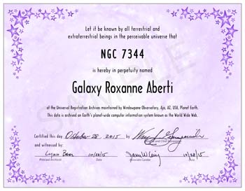 name a galaxy  certificate