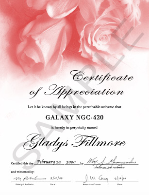 name a galaxy rose certificate