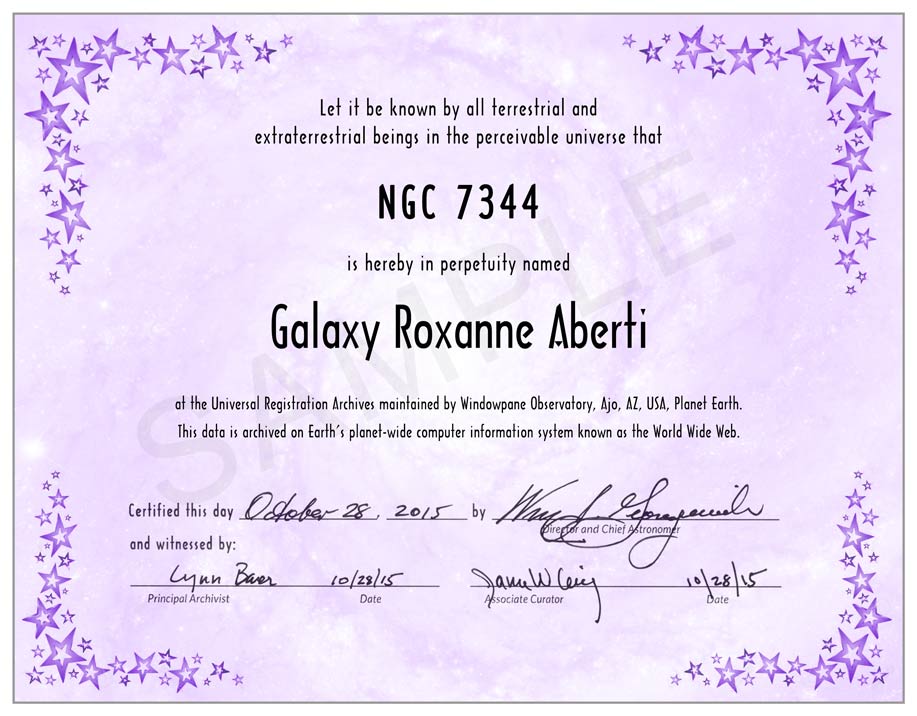 name a galaxy standard certificate