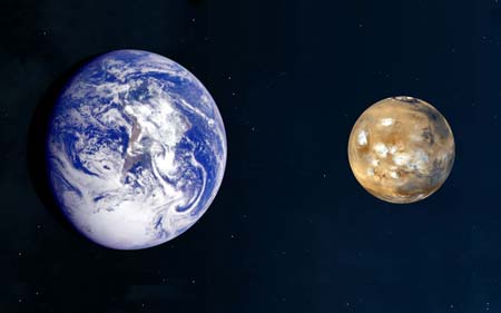 Mars and Earth